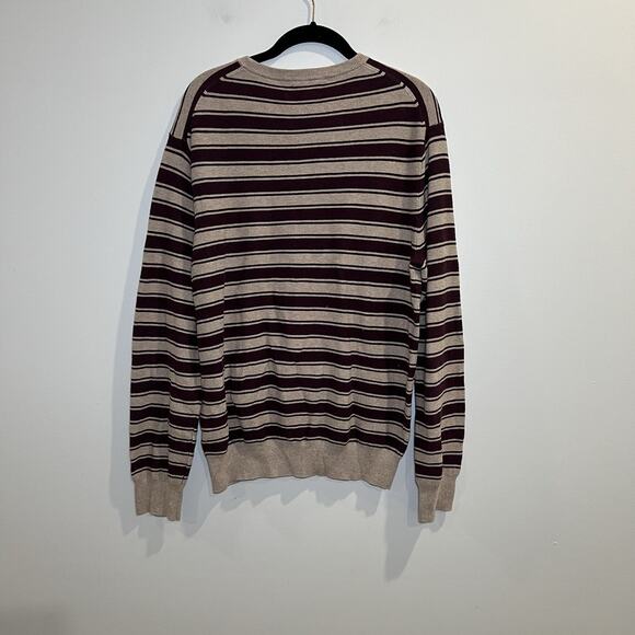 J. Crew Cotton Crewneck Sweater‎ In Striped Garter Stitch Men’s Size Medium - Picture 2 of 5